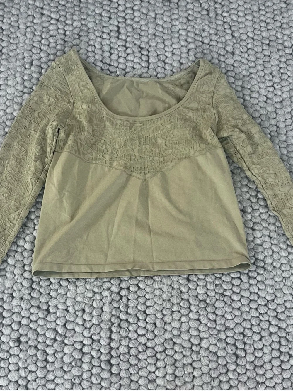 Anthropologie Olive Green Lace-Sleeve Women’s Top